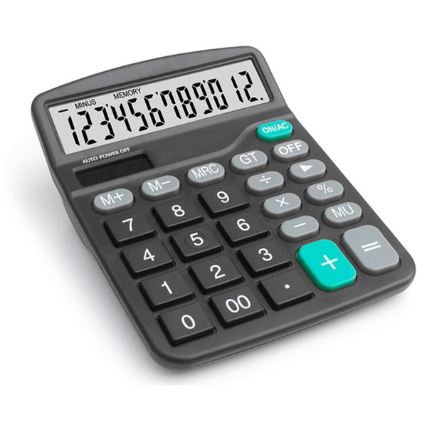 Solar Calculator Calculate Commercial Tool Battery or Solar 2in1 Powered 12 Digit Electronic Calculator and Button