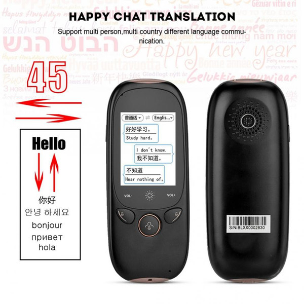 Portable AI Translator Smart Voice Translator for Global Business Travel Learning Real Time Support 45 language 2.0''