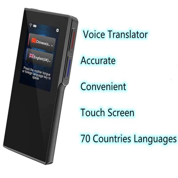 Smart Voice Translator Device with 2.4 Inch High Definition Toch Screen Support 70 Languages for Travelling Abroad Learning WiFi