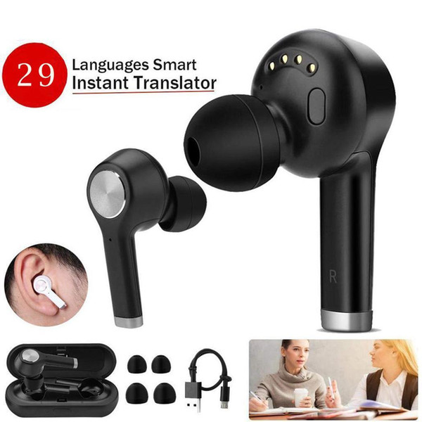 New Instant Voice Translator Multi-function 29 Languages Bluetooth Translation Headset Up 10m Wireless Earphones