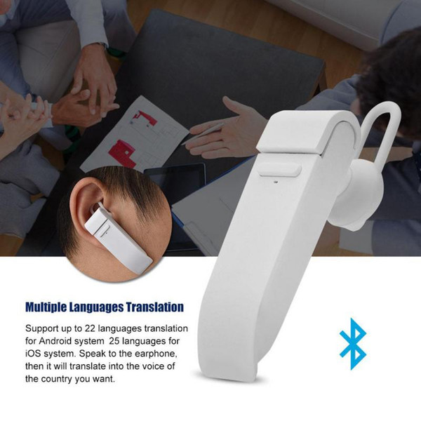 Smart Multi-Language Translation Bluetooth Wireless Earphone Portable Translation Business Headphone White Free Shipping