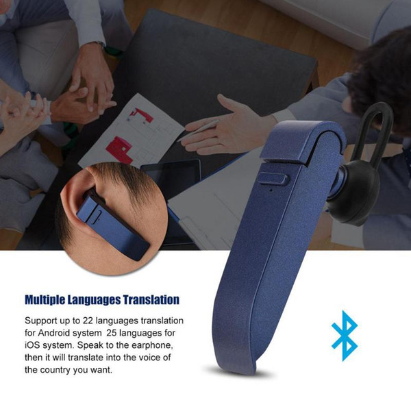 Voice Translation Bluetooth Wireless Earphone Smart Multi-Language Translation Portable Business Headphone Blue