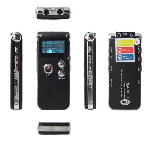 Digital Audio Voice Recorder With Screen Multifunctional Rechargeable 8GB Memory 650HR Dictaphone MP3 Player Free Fast Shipping