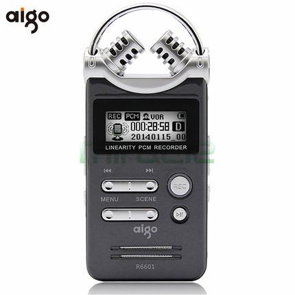 Wholesale- Aigo R6601 8GB Digital recorder professional HD MP3 mini noise reduction ADPCM/WAV lithium battery 3D double mic Dictaphone