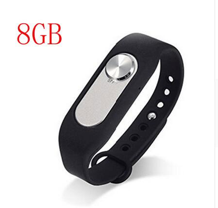 WR-06 8GB Portable Detachable Wrist Band Audio Voice Recorder Wristband Bracelet Band with USB Cable Black