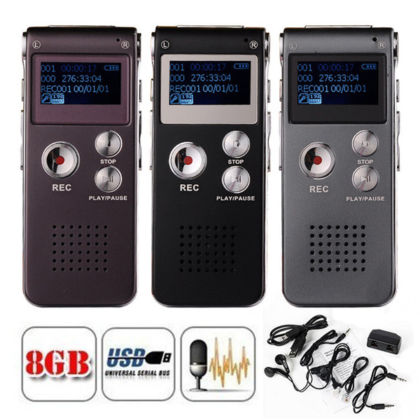 8GB Memory Digital Voice Recorder 3D Sound Audio Recorder LCD Display MP3 Player 3 Color Option