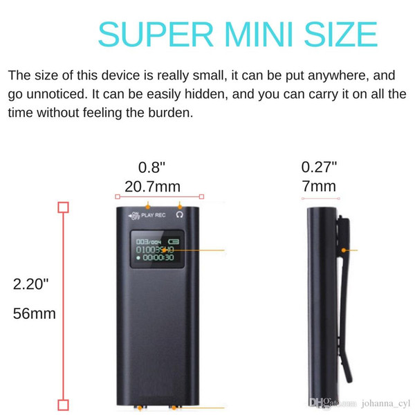 LCD tiny mini Digital Voice Recorder Voice Activated Listening Device 90 Hours 8GB with clip