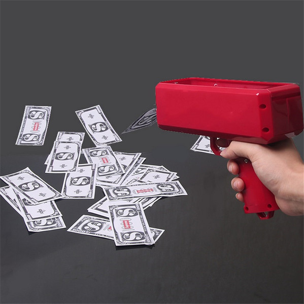 New Money Gun Magic Trick Toys Cash Cannon Make It Rain Red Money Gun Toys For Children 3 Colors WIth Retail Package