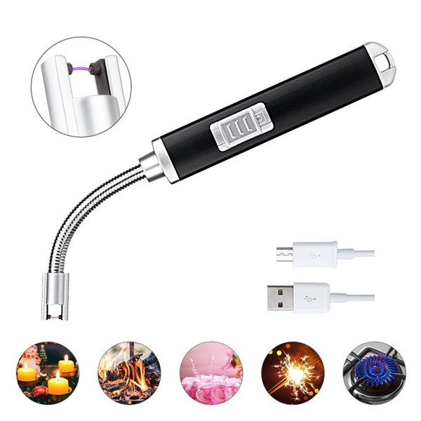 Electric Arc Lighter USB Rechargeable Flameless Safe Bendable Outdoor BBQ Candle Lighter Free Shipping