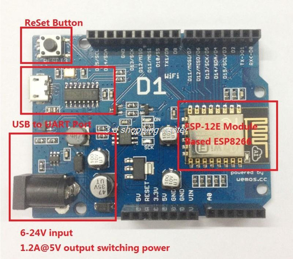 Free Shipping 10Pcs/lot WeMos D1 WiFi uno based ESP8266 for arduino Compatible