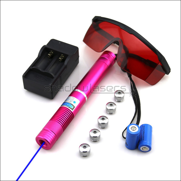 Shadowlasers BX4-C High Power 450nm Blue Laser Pointer Laser Torch Visible Lazer Beam With Batteries & Charger & Goggles & 5 Star Cap