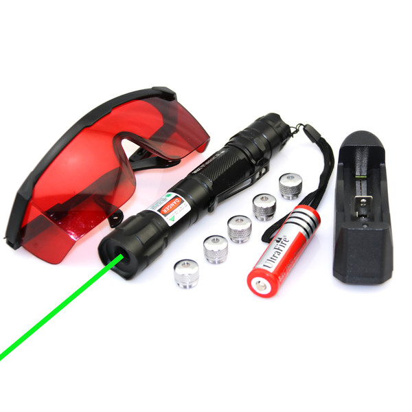 SDlasers GS9-0050 532nm Green Laser Pointer With 1*18650 Li Battery &5*Star Cap & Charger & Goggles Funny Pet stick Childrens Cat Toys