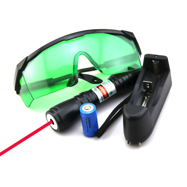 SDLasers RS6-0200 Black Adjustable Focus 650nm Red Laser Pointer With 1*18650 Li Battery & Charger & Goggles Funny Pet stick