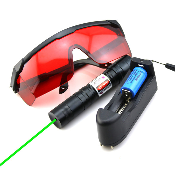 SDLasers GS4-0100 Adjustable Focus 532nm Green Laser Pointer With 1*18650 Li Battery & Charger & Goggles Funny Pet stick