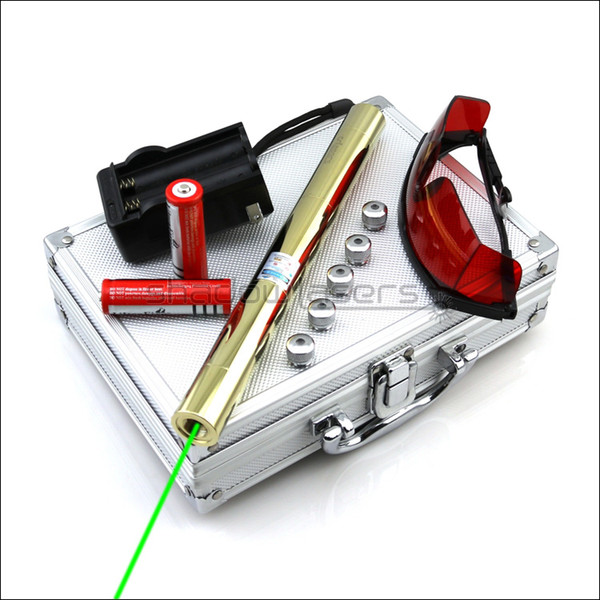 Shadowlasers GX5 Military Powerful 10 Mile Adjustable Focus 520nm Green Laser Pointer Laser Torch Visible Lazer Beam & 2*18650 Li Batteries