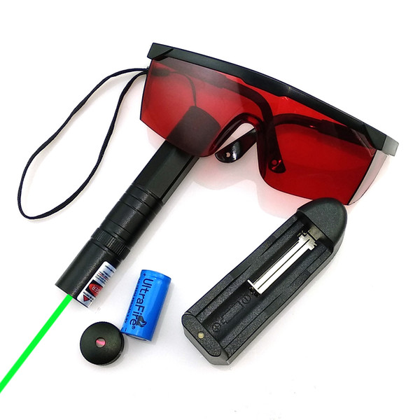 SDLasers GS2-0050 532nm Green Laser Pointer With 1*16340 Li Battery &1*Star Cap & Charger & Goggles Funny Pet stick Childrens Cat Toys