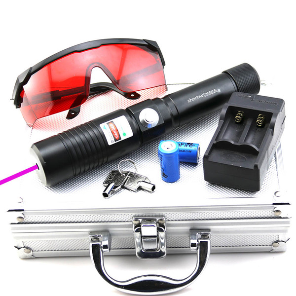 SDLasers VX1-0500 Adjustable Focus 405nm Blue-viole Laser Pointer With 2*16340 Li Battery & Charger & Goggles & Safety Key and Aluminium Box