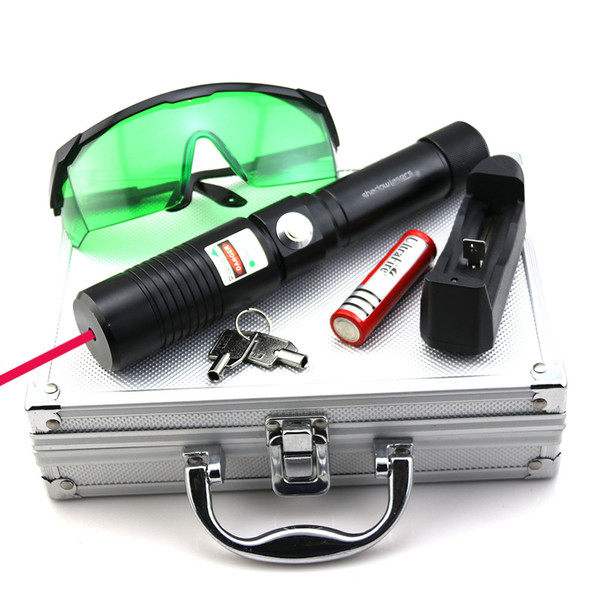 SDLasers RX1-0200 Adjustable Focus 650nm Red Laser Pointer With 1*18650 Battery & Charger & Goggles & Safety Key and Aluminium Box