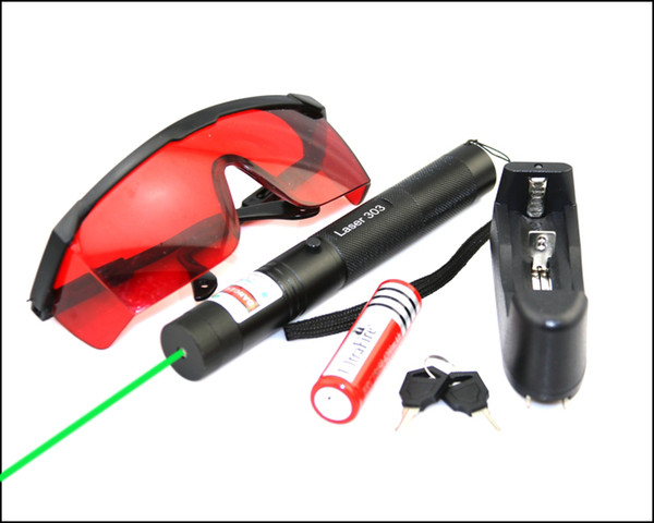 SDLasers GS5-0100 Adjustable Focus 532nm Green Laser Pointer With 1*18650 Li Battery & Charger & Goggles & 2*Safety Key and 1*Star Cap