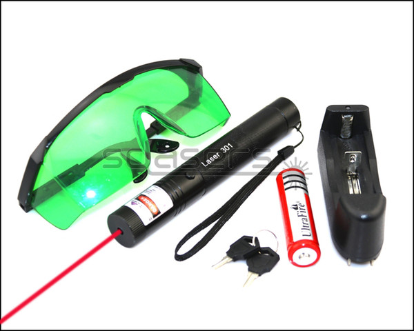 SDLasers RS3-0200 Adjustable Focus 650nm Red Laser Pointer With 1*18650 Li Battery & Charger & Goggles & 2*Safety Key Funny Pet stick