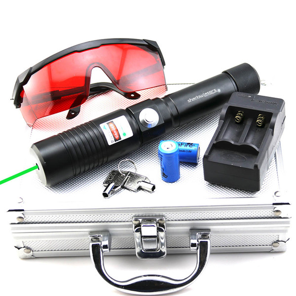 SDLasers GX1-0100 Adjustable Focus 532nm Green Laser Pointer With 1*18650 Li Battery & Charger & Goggles & Safety Key and Aluminium Box