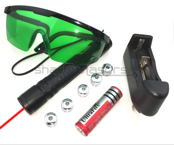 SDLasers RX2-0200 Adjustable Focus 650nm Red Laser Pointer With 1*18650 Li Battery & 5*Star Cap & Charger & Goggles