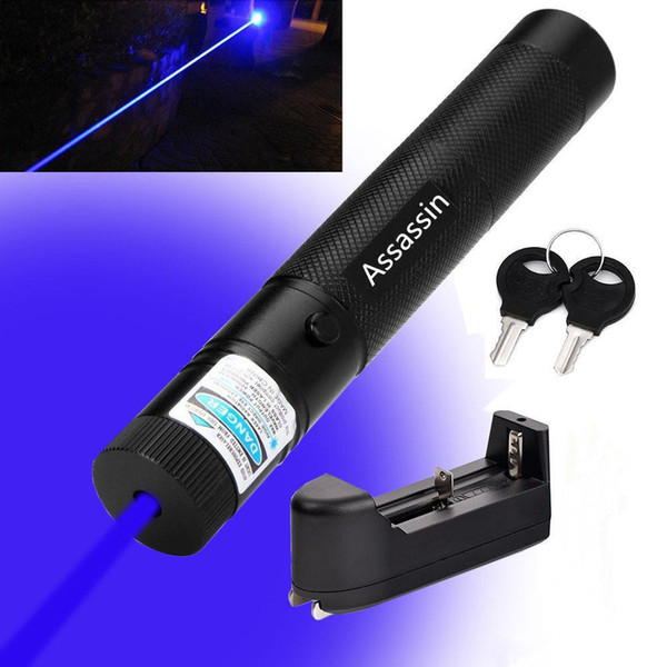 Burning Blue Voilet Laser Pointer Pen 10Mile Powerful Blue Laser Pen Pointer 5mw 405nm+ 18650 Battery + Charger