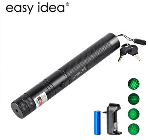 New Laser Pointers 303 Green Laser Pointer Pen 532nm Adjustable Focus & Battery And Battery Charger EU US VC081 0.5W SYSR