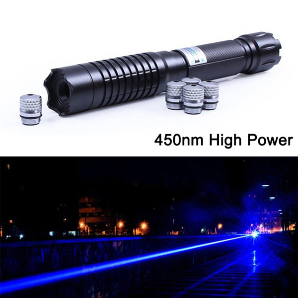 high power THOR M focusable blue laser pointers 450nm powerful Lazer+5 star caps Free Shipping