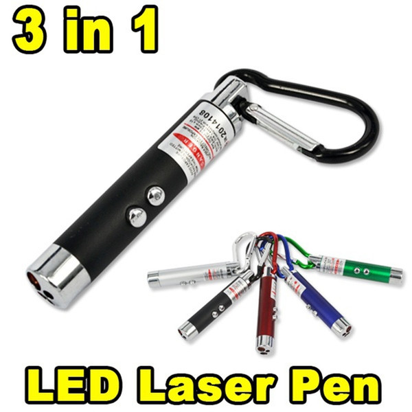 3 in 1 Funny Pet stick Cat Toys Red Laser Pointer Pen With White Purple LED Light Show Key Chain Money Detector Pen