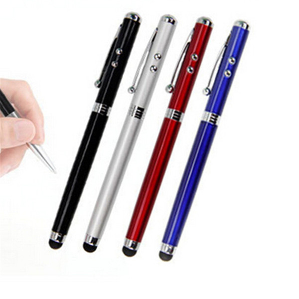 new 1 stks Compatibel 4 in 1 Laser Pointer LED Zaklamp Touch Screen Stylus Ball Pen voor iPhone voor Ipad voor samsung Draagbare