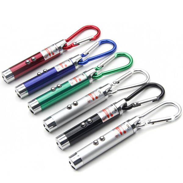 100pcs/lot Mini FlashLight Torch Carabiner Emergency Keychain 5mW 2 in 1 LED Red Laser Pen Pointer Worldwide store