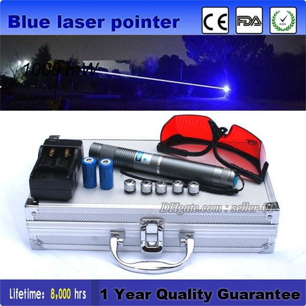 Astronomy Military High Power 450nm Blue Laser Pointer Pen Burning laser Lazer Flashlight Visible Beam + Battery Charger + Sunglasses