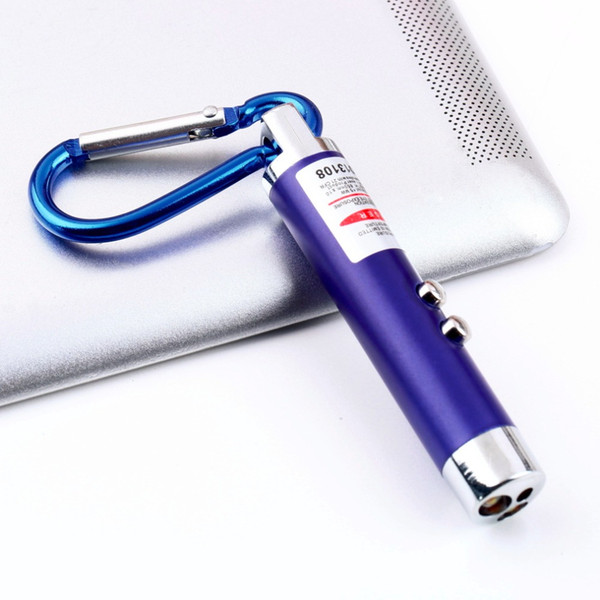 LED Lazer 3 in 1 Mini Red Laser Pointer 2 LED Flashlight UV Torch With Keychain Wholesale NEW