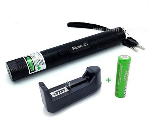 Free Shipping Laser 303 Long Distance Green SD 303 Laser Pointer Powerful Hunting Laser Pen Bore Sighter +18650 Battery+Charger