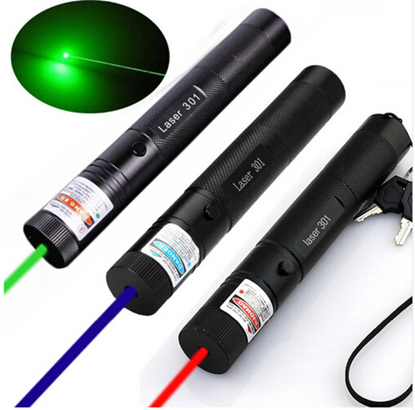 Adjustable Focus Burning Green Laser Pointer Pen 301 532nm 405nm 650nm Continuous Line 500 to 10000 meters Laser range Battery Not Included