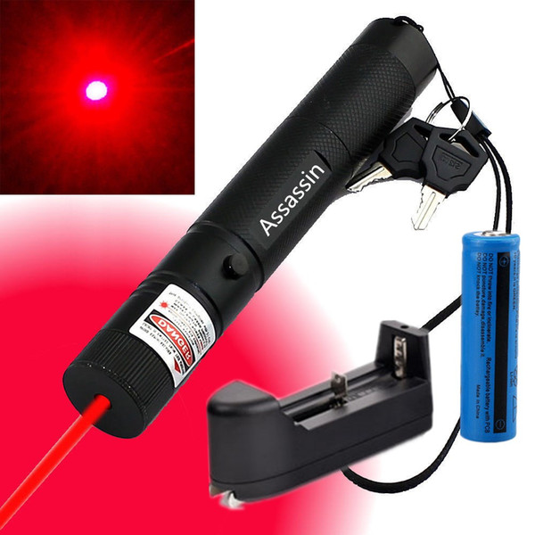 High Power Red Laser Pointer Pen 10Miles Beam Light 650nm Powerful Red Laser Cat Toy +18650 Battery+Charger