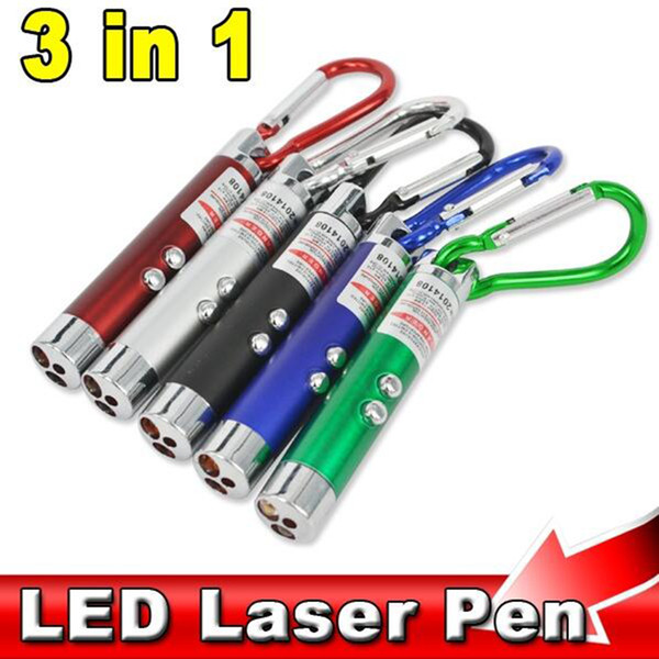 New 3 In 1 Red Laser Pointer Pen Flashlight Counterfeit Money Detector Climbing Hook Metal Laser funny cat stick Fashion Cat Play Toys