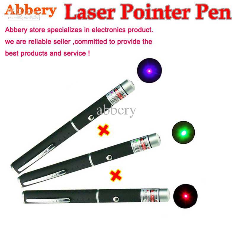 300pcs/lot 1mw Green + Red+ Purple Laser Pointer Pen Beam SOS Mounting Night Hunting teaching