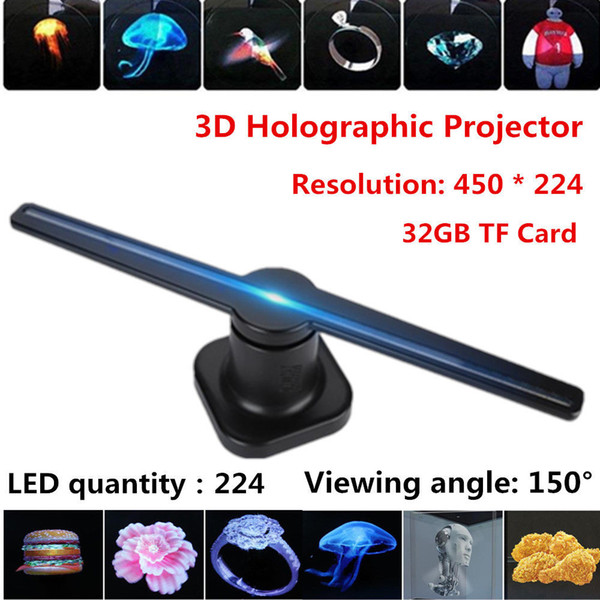 2019 Hot Trending 42cm LED 3D Holographic WIFI Controlled Projector Advertising Display 32GB Hologram Player Lamp Fan