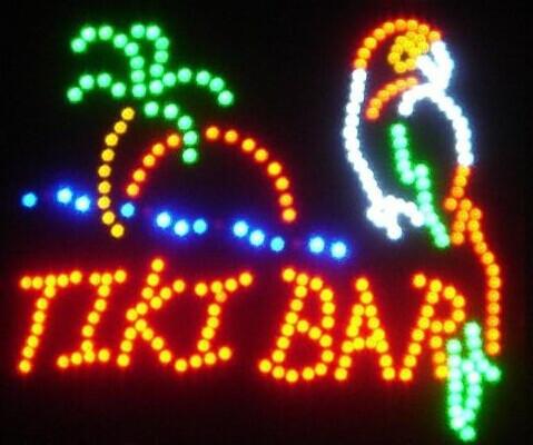 2016 hot sale 19*19 inch indoor Ultra Bright TIKI BAR Home Wall Decor led Neon open sign led billboards Wholesale