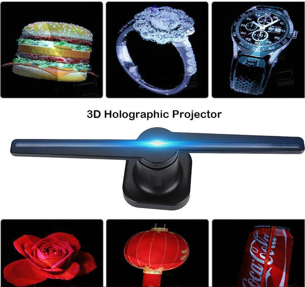 2019 NEW Trending 42cm LED 3D Holographic WIFI Controlled Projector Advertising Display 32GB Hologram Player Lamp Fan