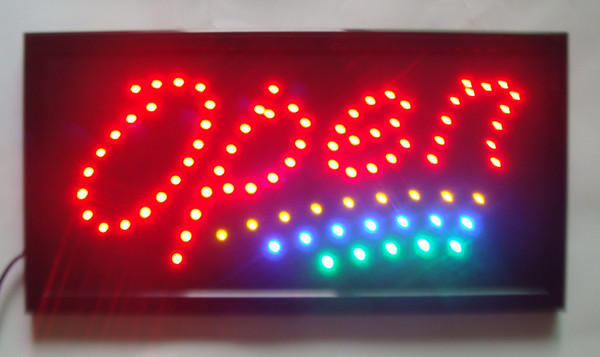 wholesale business direct selling led sign 10X19 inch semi-outdoor flashing custom led open signs