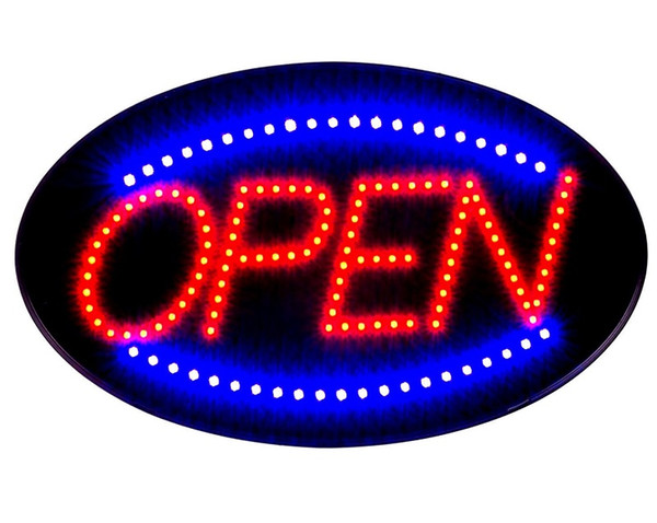 Ultra Bright LED Neon Light Animated Motion with ON/OFF OPEN Business Sign Oval 10x19