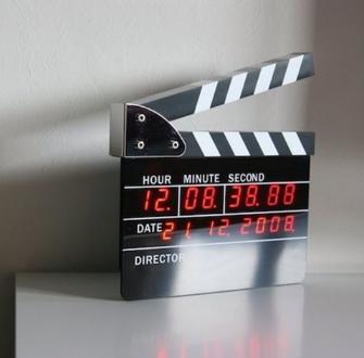 2018 Hot Sale Large Size Directors Edition Clapperboard Digital Alarm Clock Movie Action LED Desk Clock Clapper Board Movie Slate Table Cloc