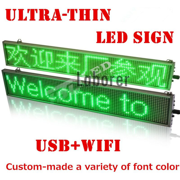 500mm*95mm*15mm WIFI Programmable advertising LED Sign Board Pure Red, green, yellow blue Scrolling message Display Color can choose custom