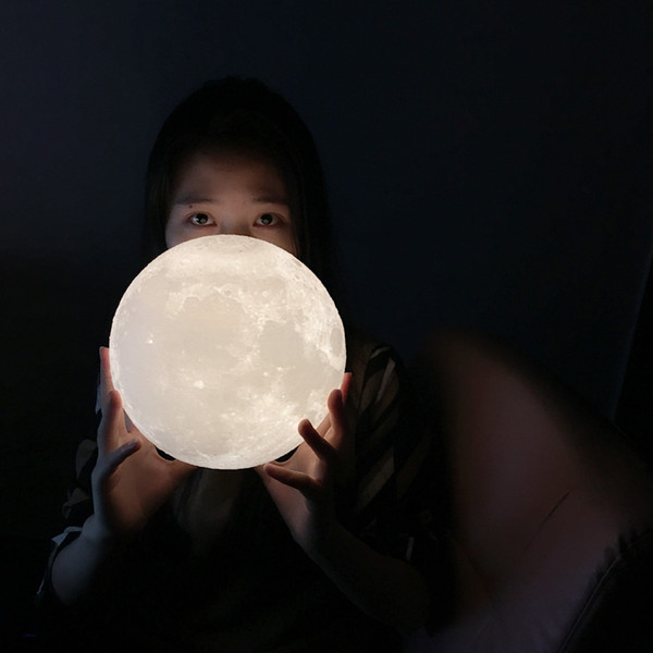 YIDIMU Moon Lamp 3D Printing LED Night Light Lunar Moon Light with Stand and Dimm able & USB Rechargeable for friend