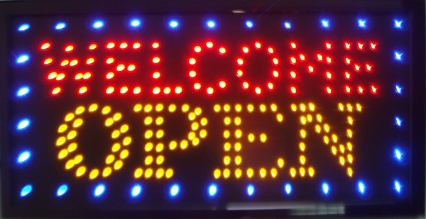 wholesale led open business direct selling led sign 31.5x15.5 inch semi-outdoor flashing custom led signs