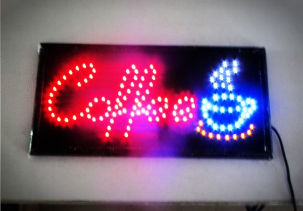 CE and RoHS 25*48cm flasing chasing open coffee led neon sign