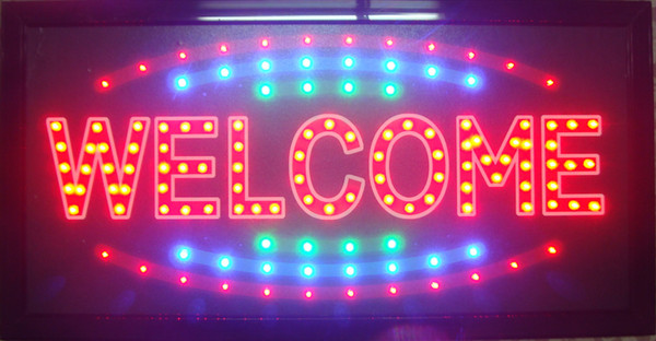 5pcs/lot wholesale business welcome business shop open led sign direct selling 10X19 Inch indoor Led Neon Sign for store Welcome sign